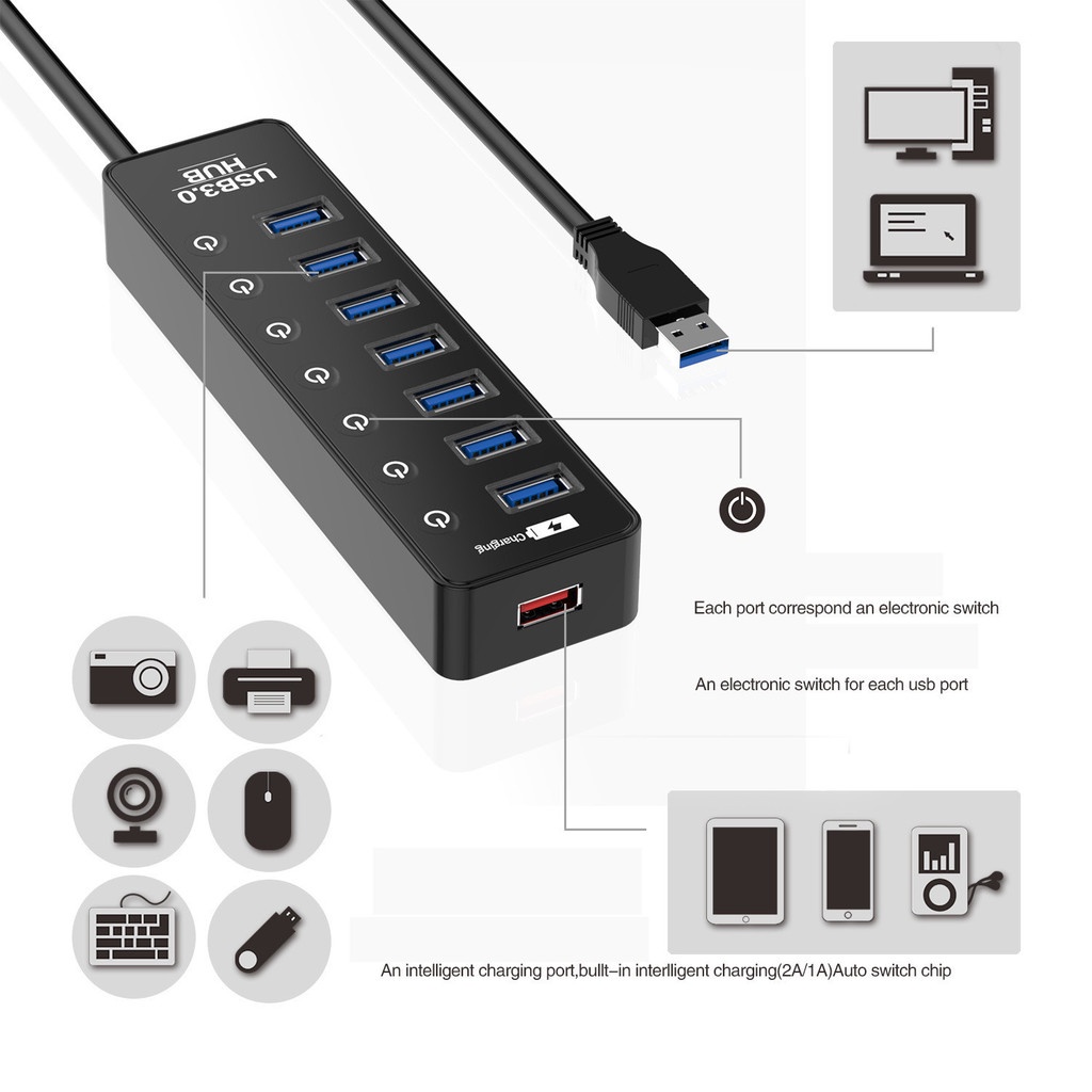 Hub USB 3.0 HUB HUB USB 3.0 HUB HUB 7port USB 3.0 Pembagian HUB 7port USB 3.0 HUB Ekspanding