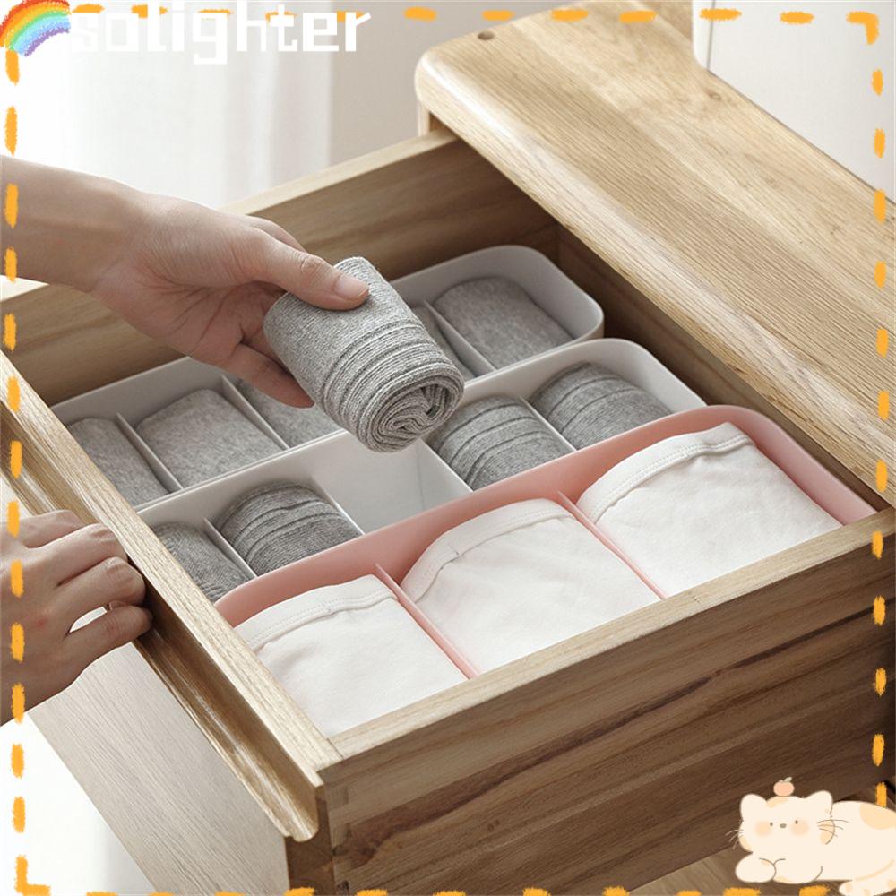 Solighter Drawer Organizers Plastic Simple Desktop Drawer Underwear Organizer Kotak Penyimpanan Plastik