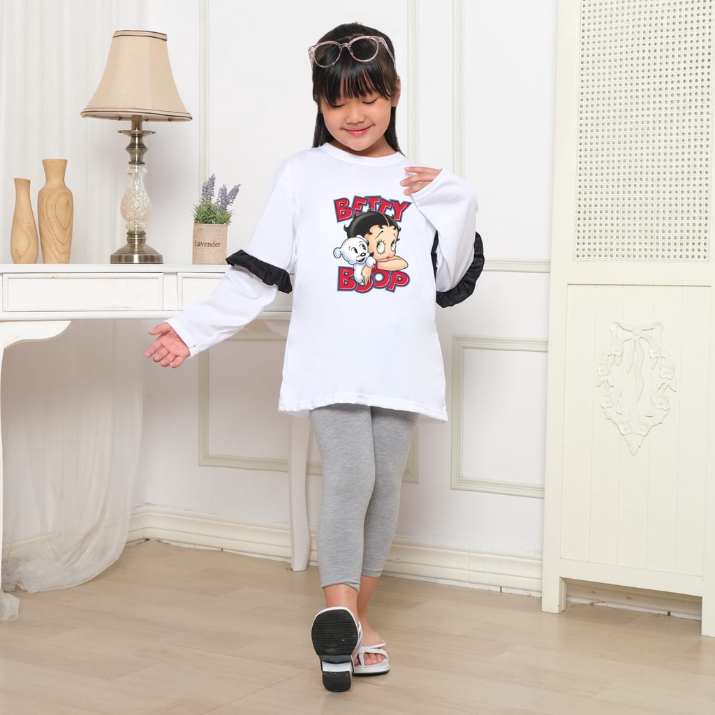 Hzl_outfit Baju Naswa Anak Perempuan Betty Boop Lengan Panjang/ M.L.XL