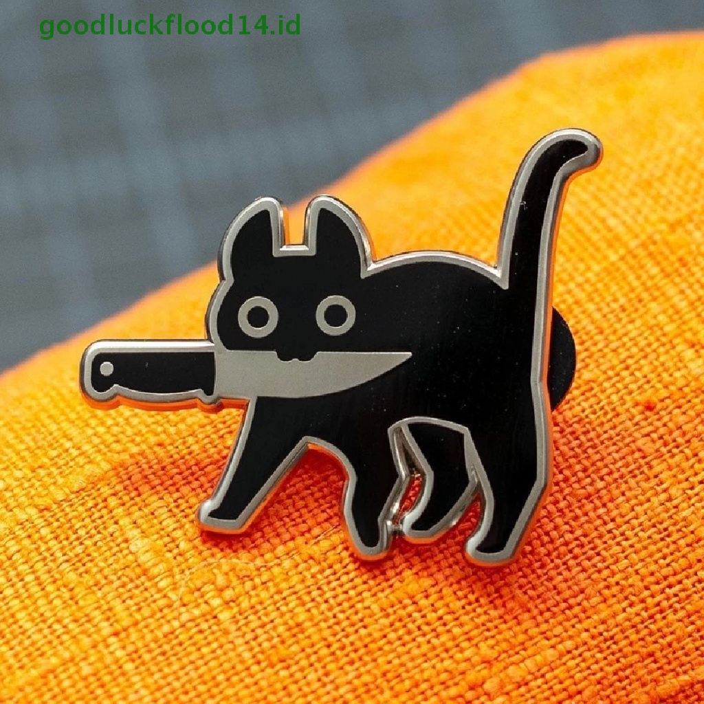 [GOOGFOUR] Kartun Kreatif Kucing Hitam Pemodelan Pop Enamel Pin Kerah Lencana Bros [TOP]