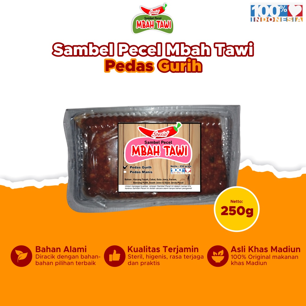 

Sambal Pecel 250 Gram Pedas Gurih Special Mbah Tawi 100% Asli Khas Madiun