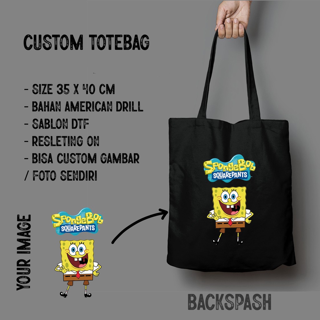 TOTEBAG SPONGEBOB PATRICK LUCU BISA CUSTOM