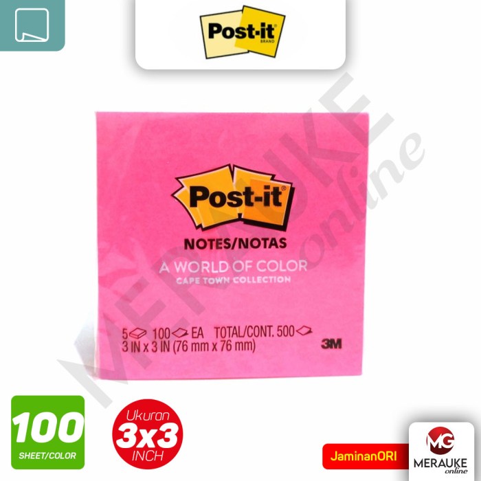 

\"\"\"\] 3M Post-it Sticky Notes 654-5PK 3"x3" 500 Lembar - 5 Warna Neon