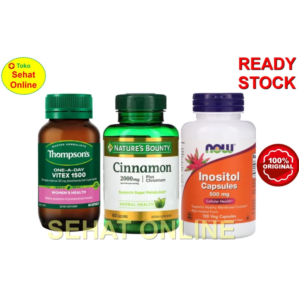 Paket PCOS Thompson Vitex 1500 + Cinnamon + Inositol 500 mg