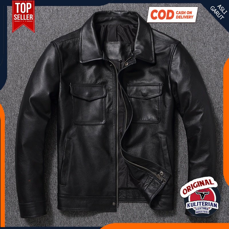 Denim - jaket kulit pria kualitas super/ jaket kulit asli model jaket Levis pria-jaket kulit asli Ga