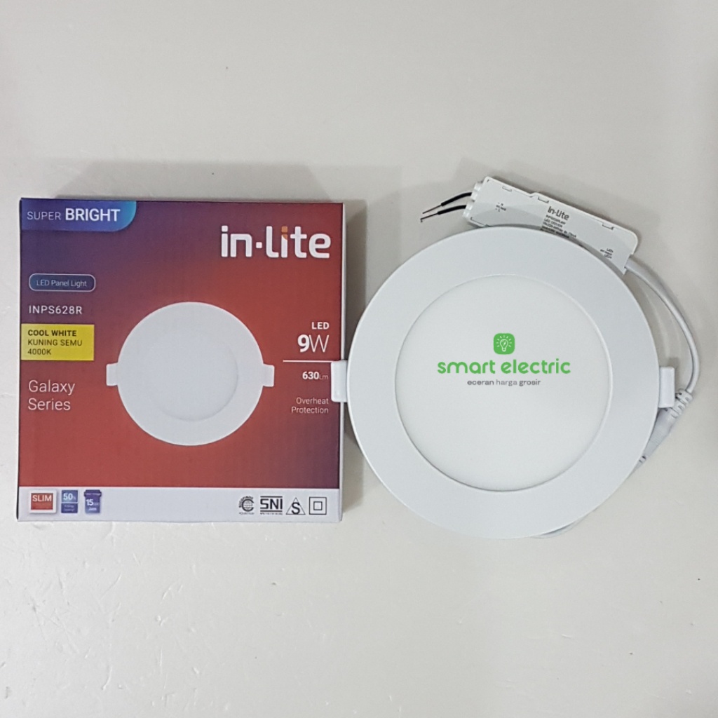 in-Lite Panel Slim Downlight 9 Watt Lampu Plafon Inlite 4000K Bulat