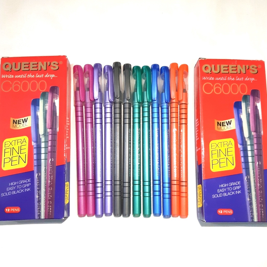 

(ISI 12)Pulpen/Bolpen/Ballpoint/Ballpen Faster QUEEN'S C6000 ExtraFine 0.5mm (HITAM)