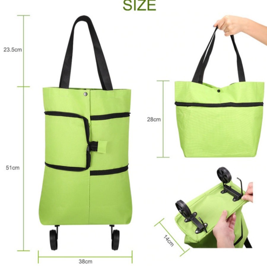 (SerbaSerbi)Trolly Bag Lipat Praktis / Tas Shopping Foldable Bag Bisa Di Panjangkan