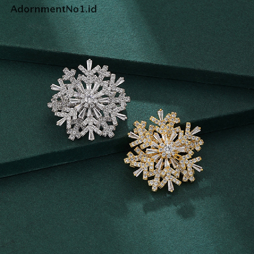 [AdornmentNo1] Pin Fashion Ch Rotatable Spinner Kristal Berlian Imitasi Bros Snowflake Bros Pin Untuk Wanita Perhiasan Pernikahan Bros Aksesori [ID]