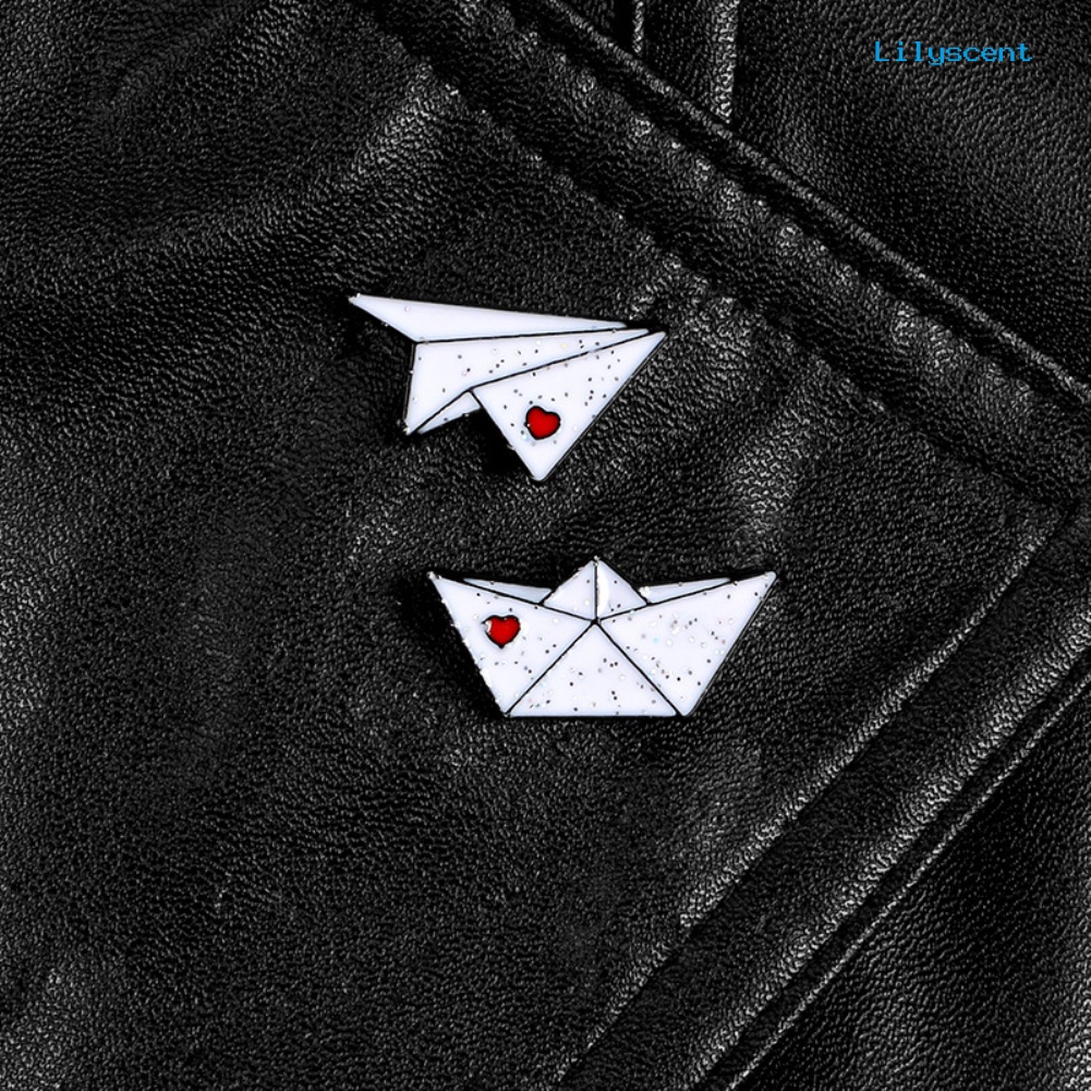 [LS] Unisex Origami Pesawat Perahu Enamel Bros Pin Jaket Tas Lencana Teman Hadiah