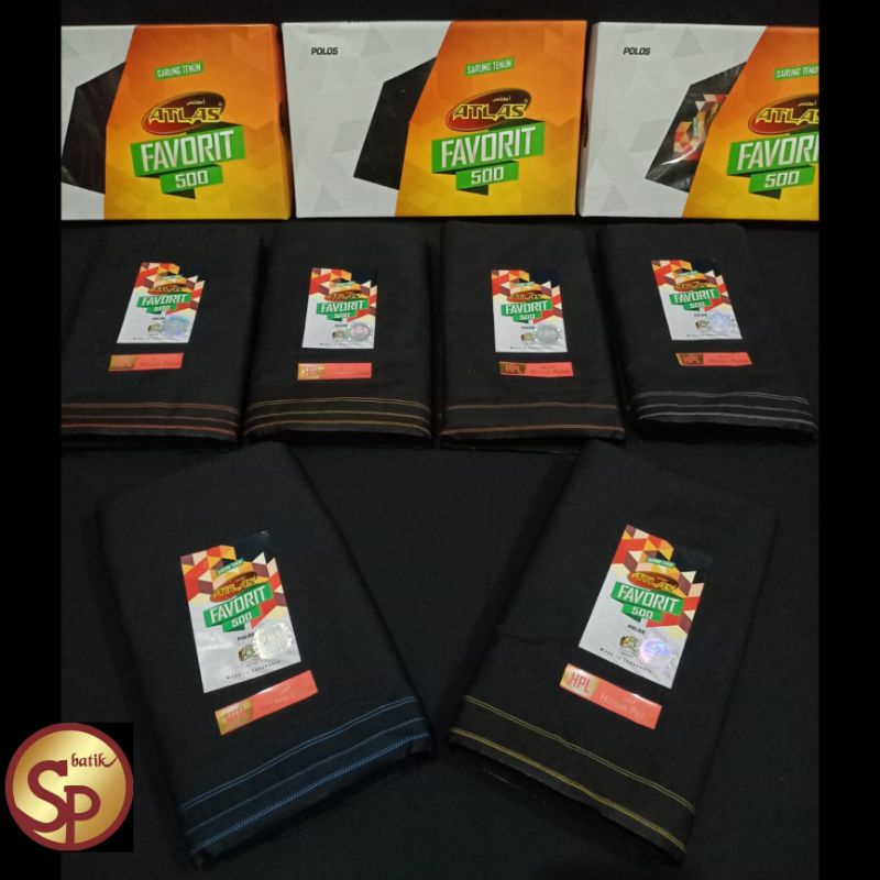 SARUNG ATLAS FAVORIT 500 HITAM POLOS TUMPAL SALUR