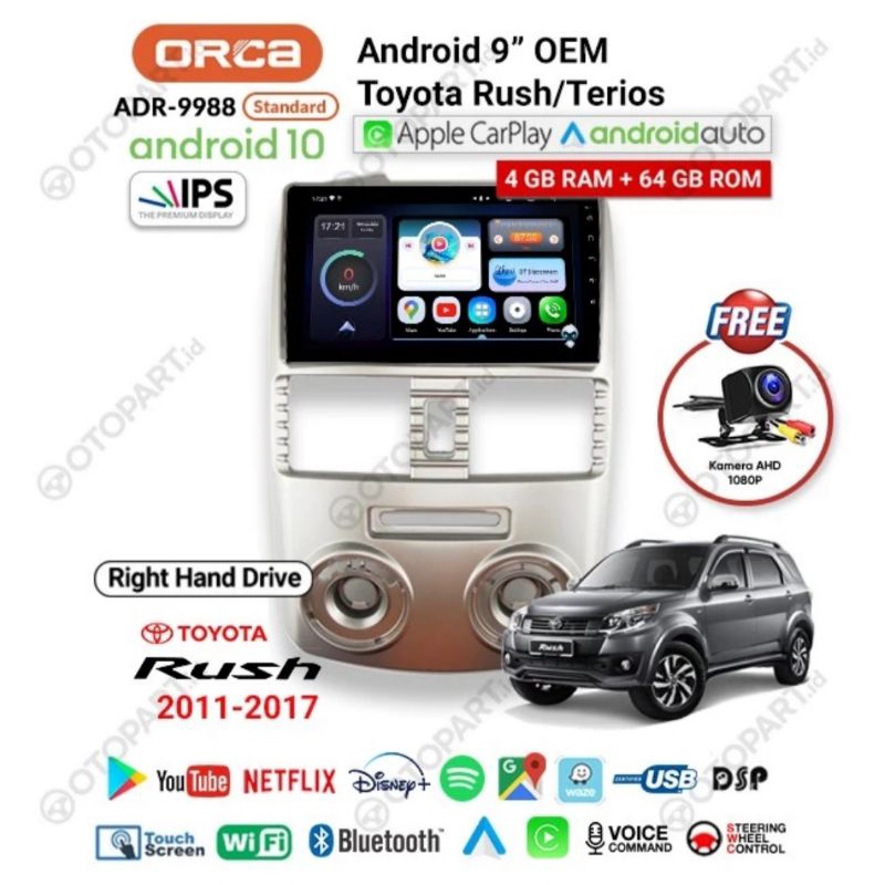 Head Unit Android RUSH 2011 - 2017 Android ORCA ADR 9988 DSP TOYOTA RUSH TERIOS