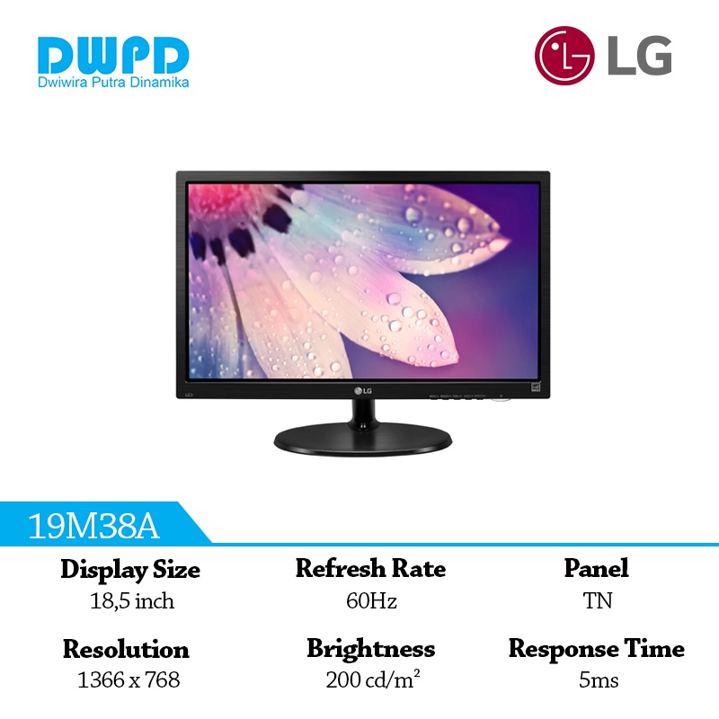 LG Monitor 19M38A 18,5 inch VGA HD TN