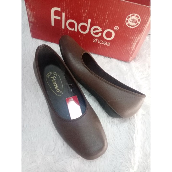 FLADEO 37 Original sepatu flat shoes datar teplek wanita kulit coklat kantor kerja resmi guru pns cp
