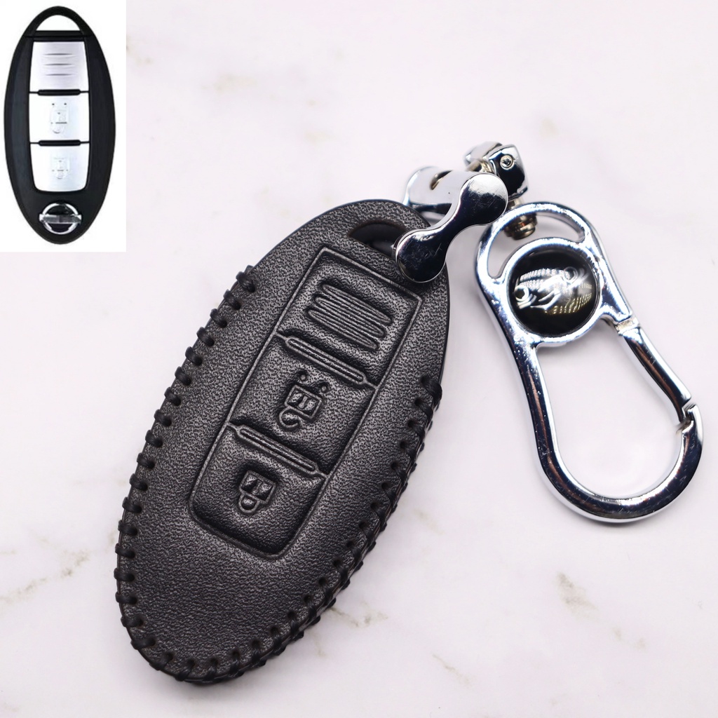 Sarung Remote Kunci Mobil Nissan Kulit Casing Holder Case Nissan Almera X-Trail XTrail Serena Navara Livina Sylphy Teana