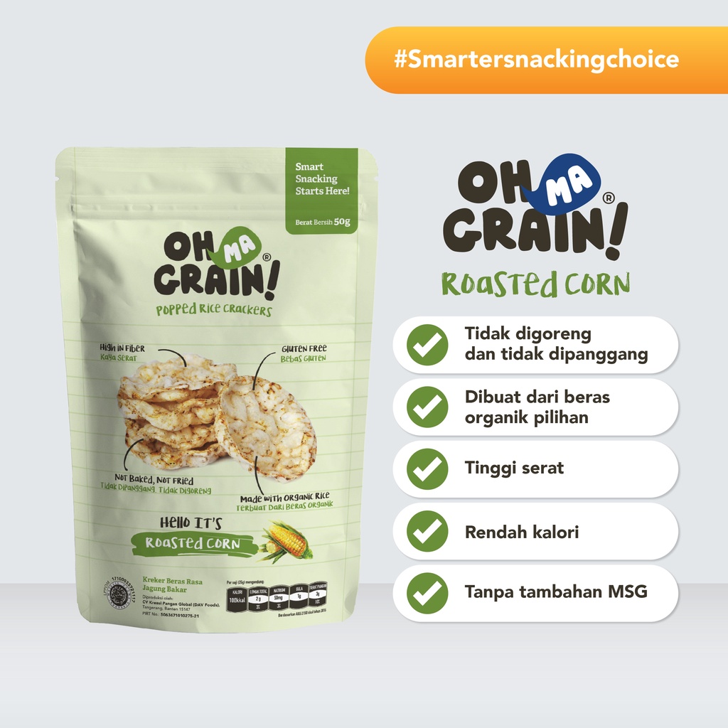 

Oh Ma Grain! - Popped Rice Crackers Roasted Corn - Rasa Jagung Bakar - 50gr