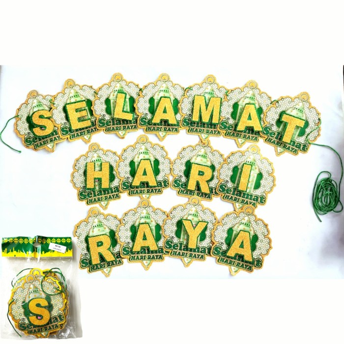 Banner Selamat Hari Raya Idul Fitri Garland Ketupat Dekorasi Lebaran Ornamen Idul Fitri Grosir Harga Termurah