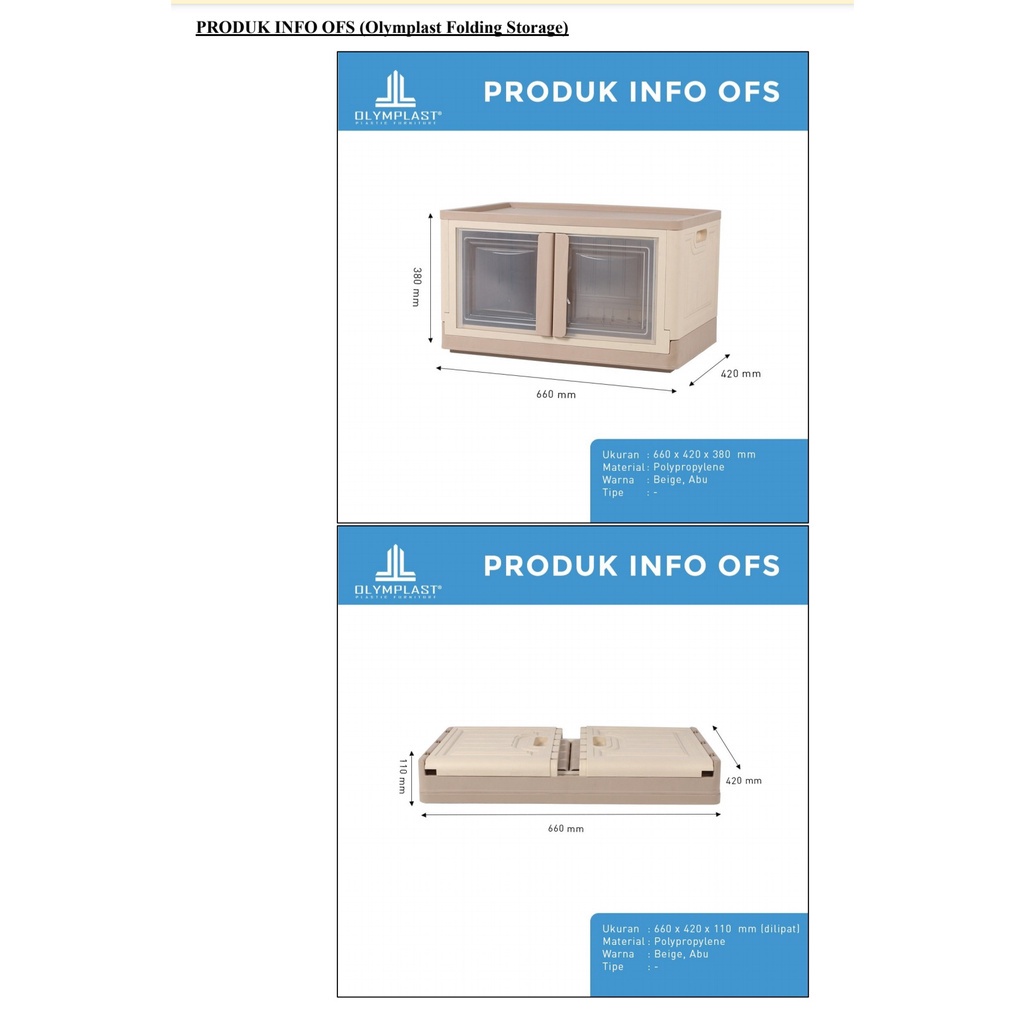 Storage Box Lipat Folding Container Box Tempat Baju Olymplast Folding Box OFS OLYMPLAST Tempat Barang Box Serbaguna Multipurpose Folding Cabinet