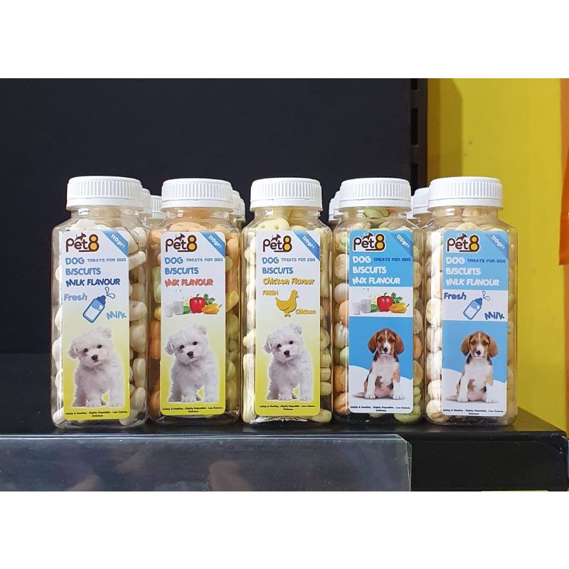 MAKANAN BISKUIT ANJING PET 8 ALL VARIAN 110 GRM SNACK DOG BISCUIT