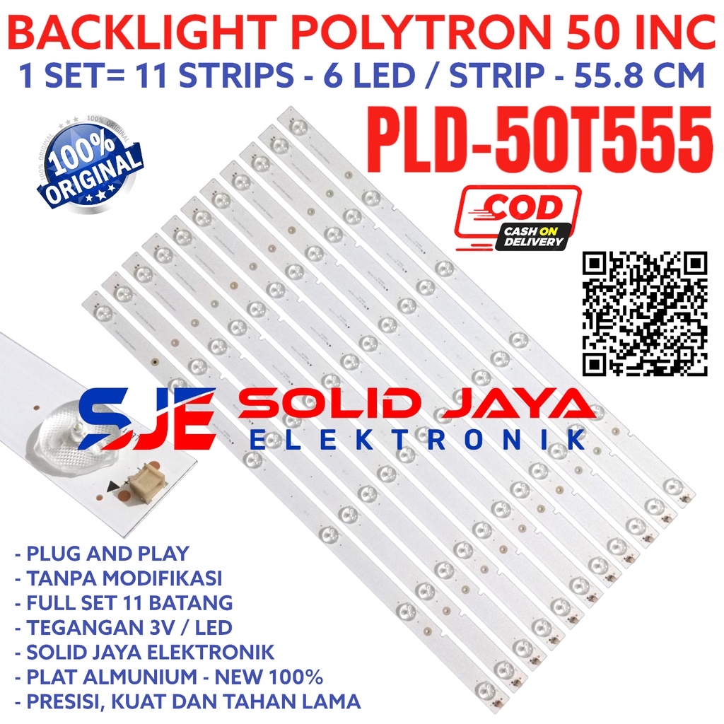 BACKLIGHT TV LED POLYTRON 50 INC PLD 50T555 PLD50T555 50T LAMPU BL 6K 3V PLD-50T555 6 KANCING 6LED 50INC 50IN 50INCH LED BL