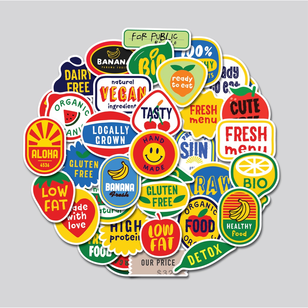 STICKER PACK FOOD LABEL | STICKER TUMBLR | STIKER LAPTOP KOPER HELM
