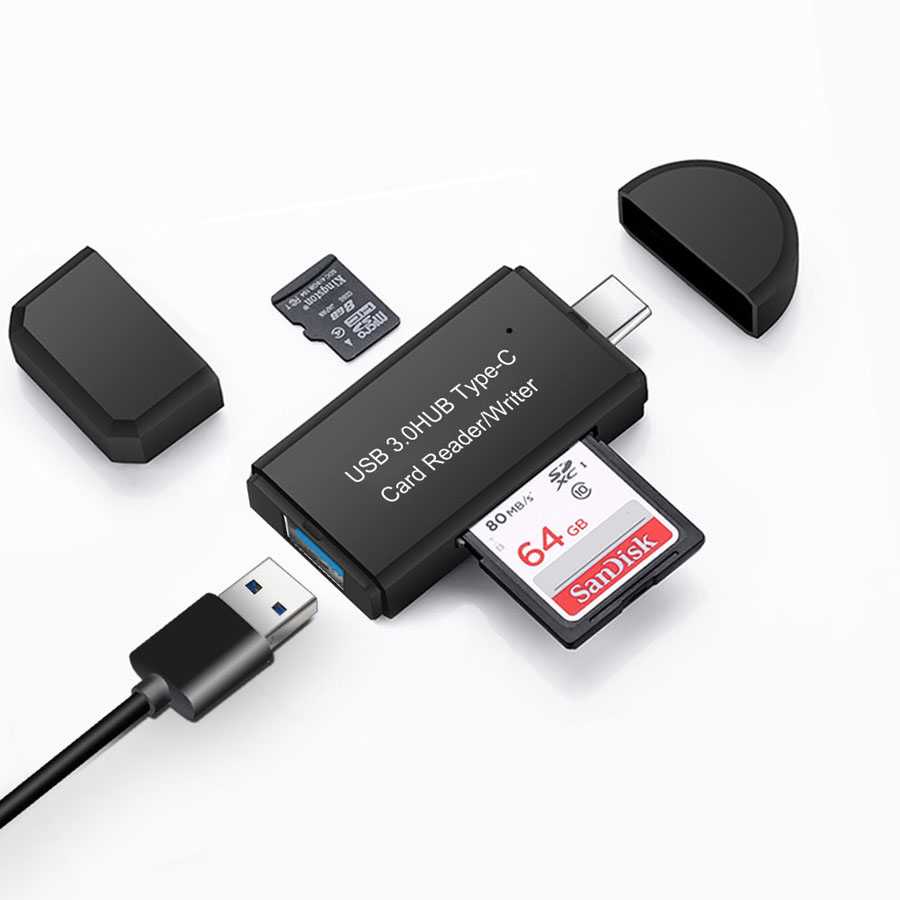 Card Reader USB Type C 3 in 1 USB 3.0 Hub Micro SD / SD Card - YC-432