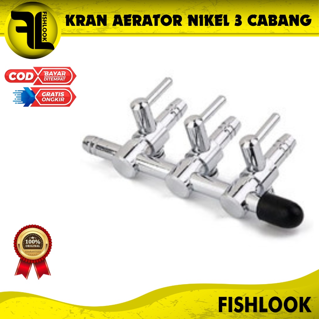 Keran Kran 3 Cabang Lubang Nikel Stainless Pembagi Udara Aerator Aquarium Aquascape