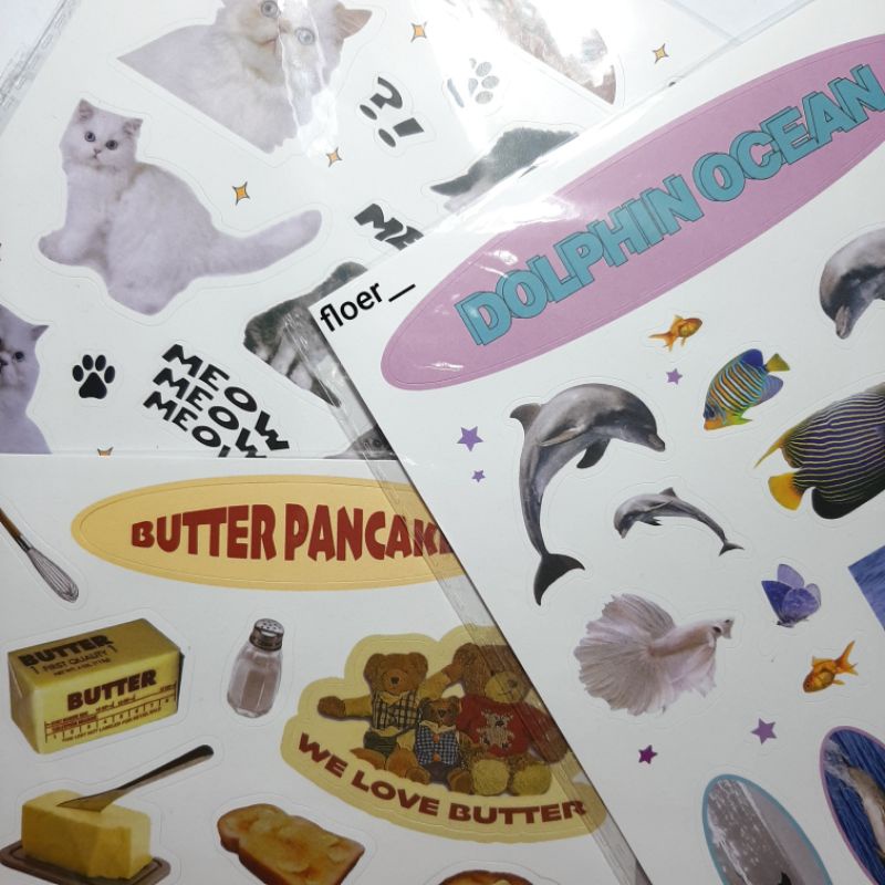 

ready stock bear/dolphin/cat stickers deco journal binder collect book