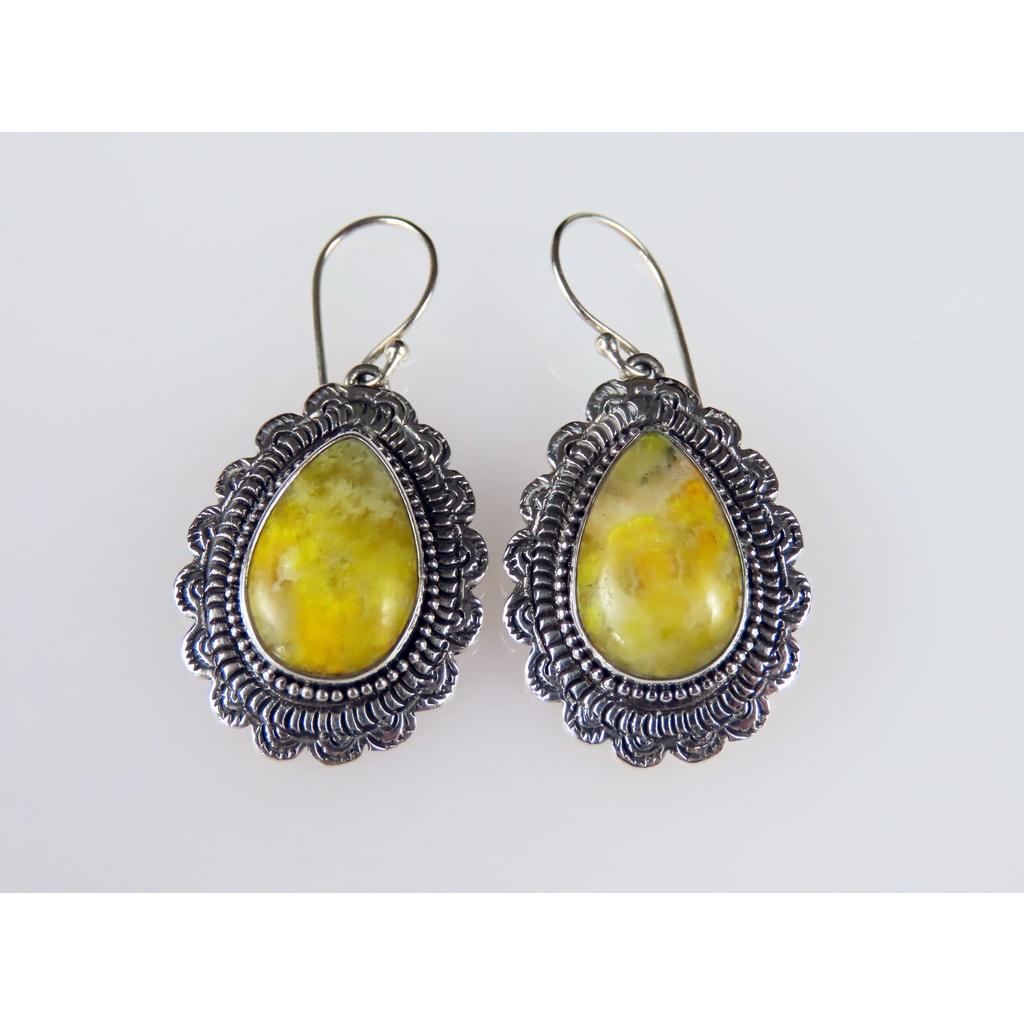 Anting Perak 925 dengan Permata Bumblebee Jasper