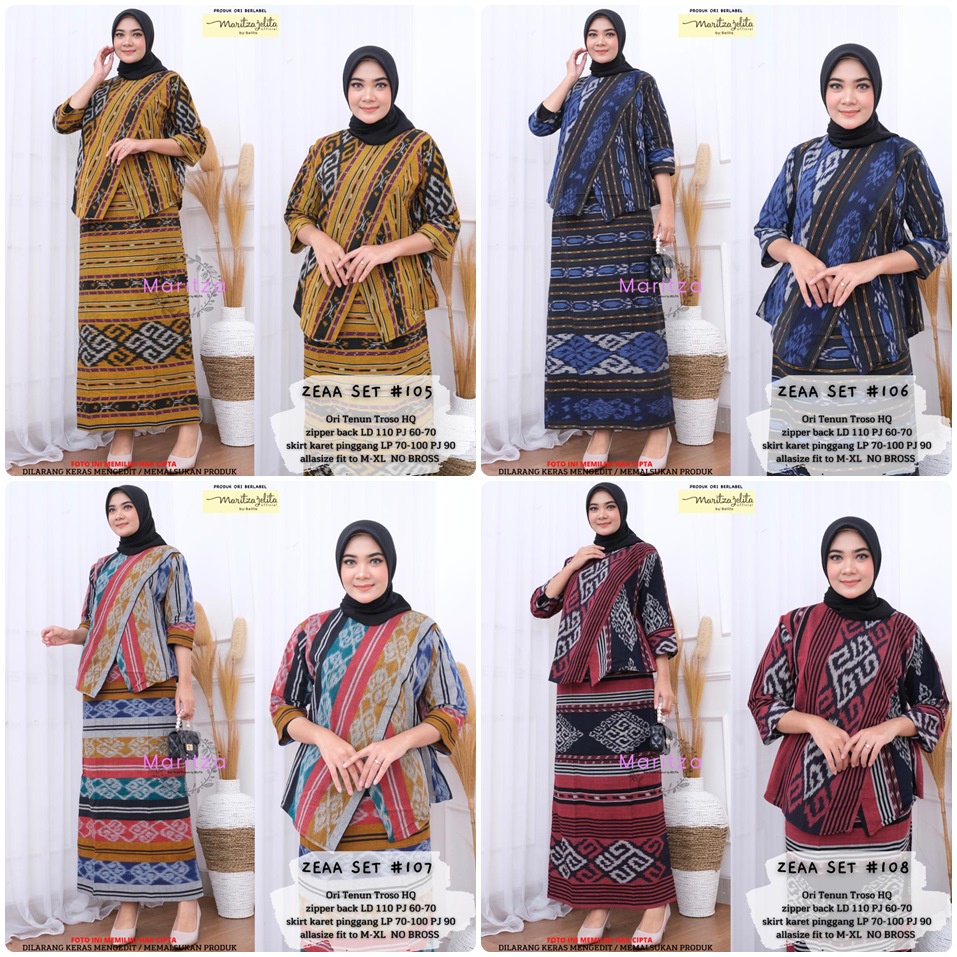 TERLARIS SETELAN ZEAA !! / 30.9 / BAHAN TENUN TROSO / LD 110 CM / ALLSIZE FIT M-XL / ONESET / MARITZA