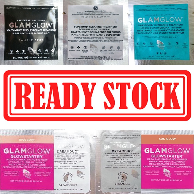 Glamglow Supermud Youthmud Flashmud Gravitymud Powermud Thirstymud Dreamduo Superserum Pearl Sun Nude glow Original Sachet Sample Masker mud lumpur serum wajah