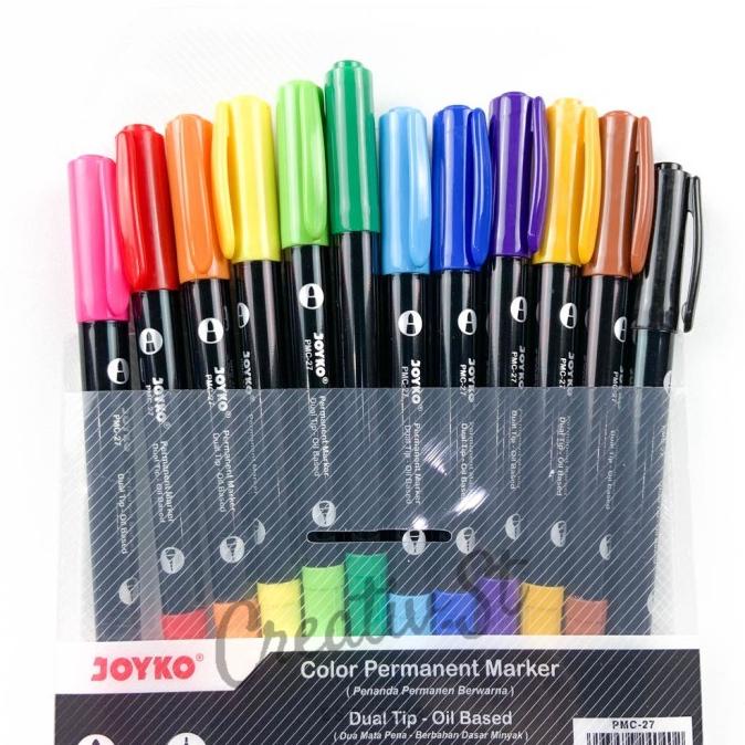 

Spidol Warna Permanen Color Marker Joyko PMC-27 Dual Tip Oil Based HRG DISKON