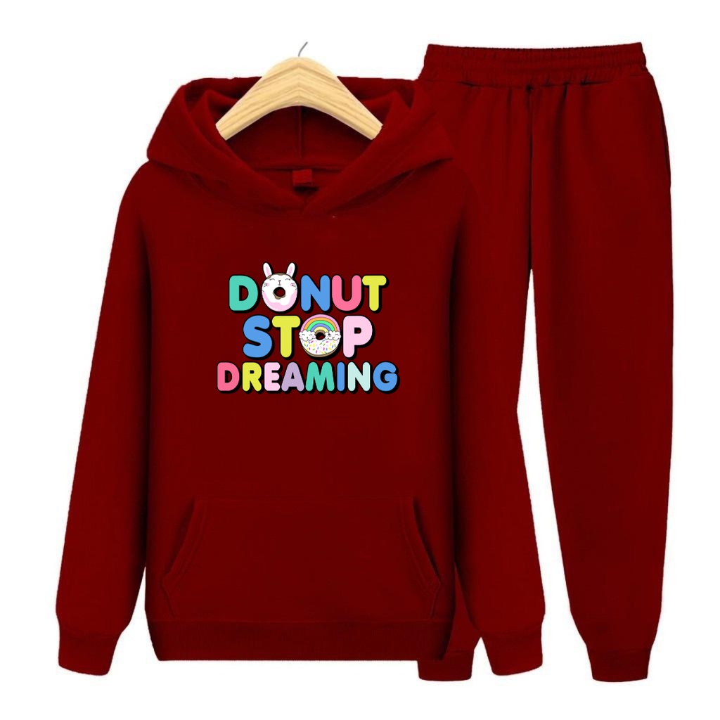 Setelan Anak Donut Stop Deaming / Set Hoodie topi Size S,M,XL,XXL