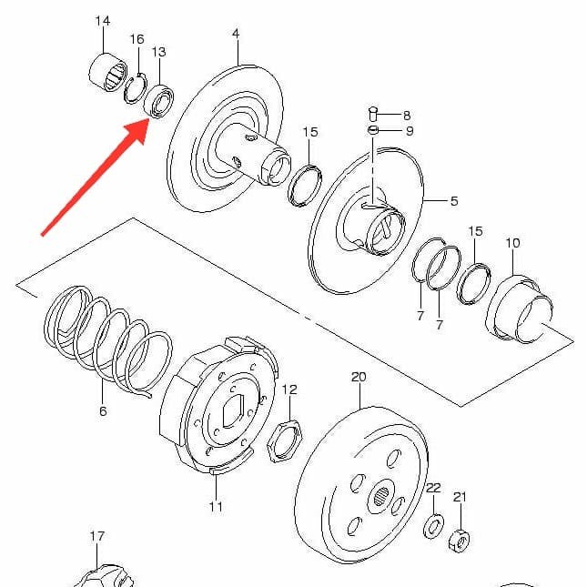 Suzuki Parts 09262-15035-000 Bearing Shaft As Drive Luar Pulley CVT Skywave 125 Ori
