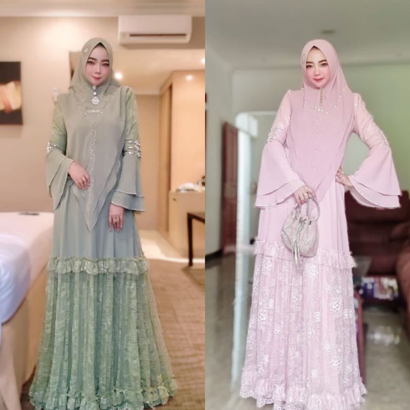 [FAESTA SYARI] GAMIS SYARI TERBARU / DRESS SET BROKAT  " LULA SET MOM & KIDS " By Faesta Syari