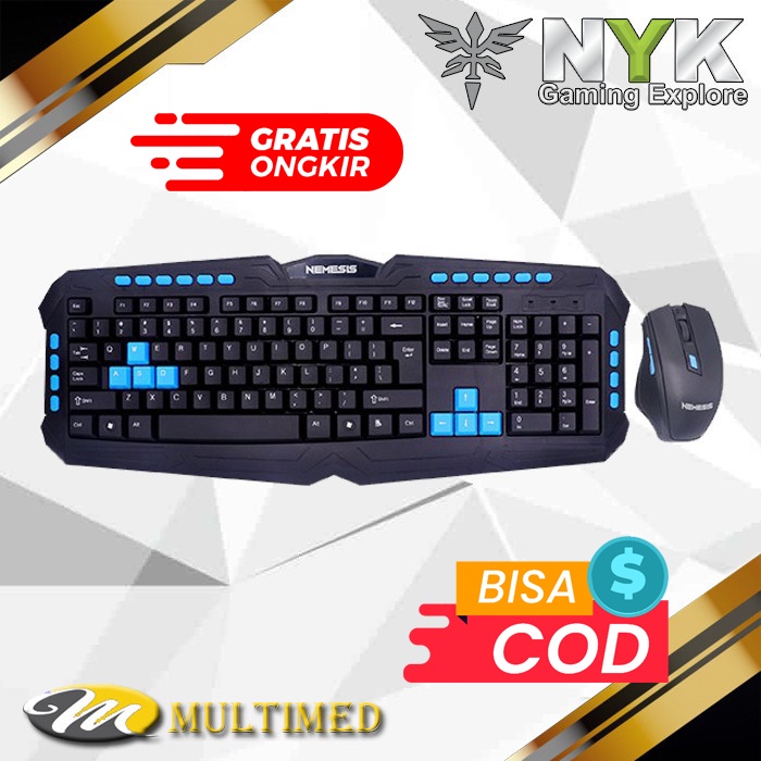 Keyboard Mouse Gaming WIrelles NYK Nemesis Gladiator Ws - 500 Original