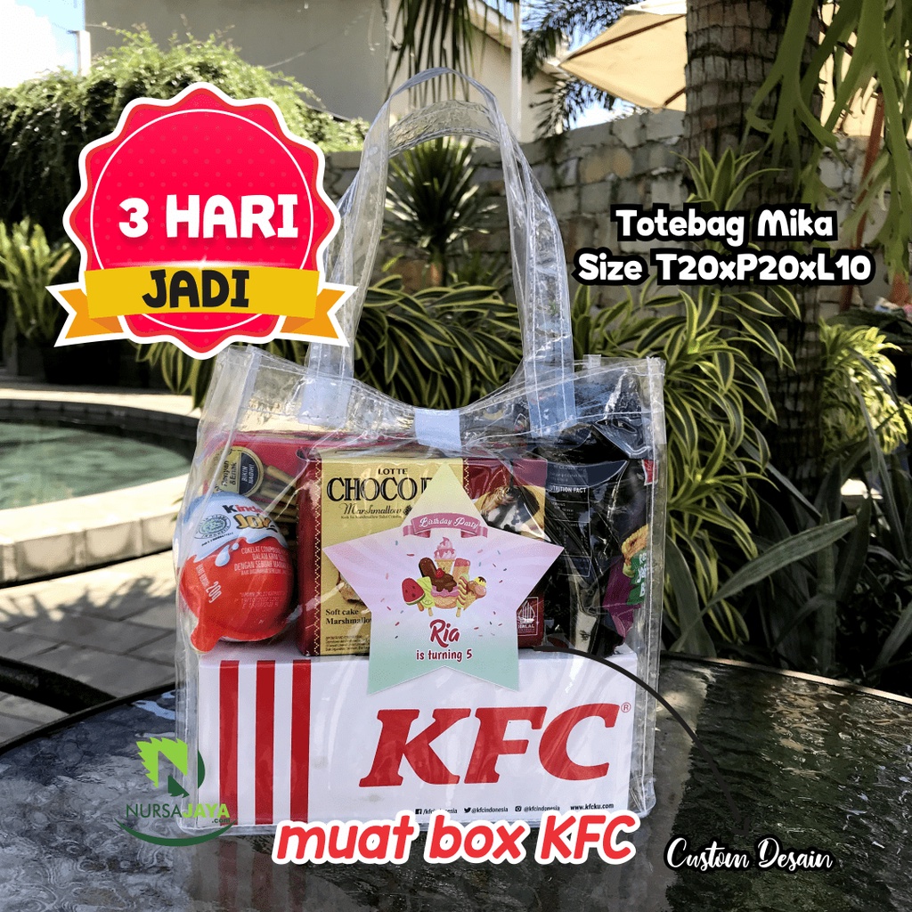 20x20x10 Tas Mika Transparan Souvenir Tas Ulang Tahun Hampers Ultah Goody bag