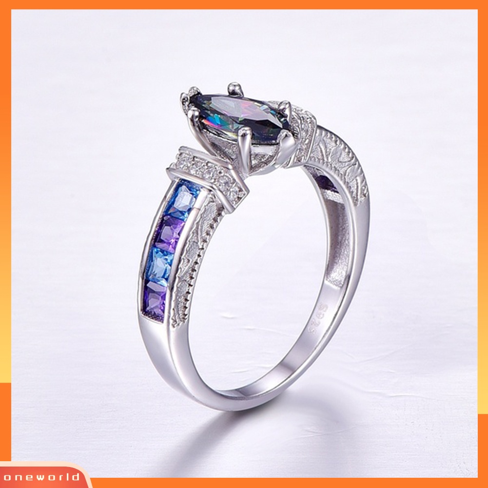 {oneworld} Wanita Fashion Multicolor Marquise Cut Cubic Zirconia Hias Jari Cincin Perhiasan