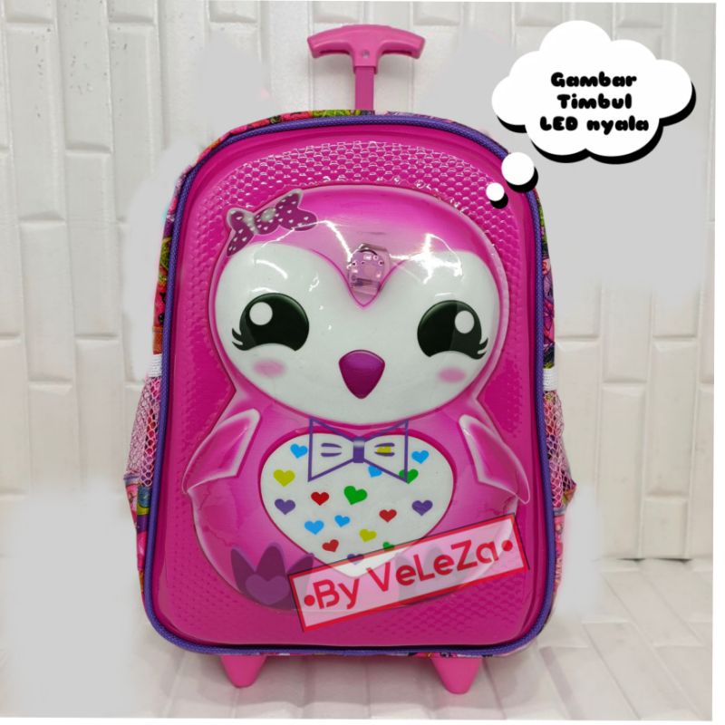 Tas Ransel Troli Anak Sekolah PAUD TK led gambar timbul