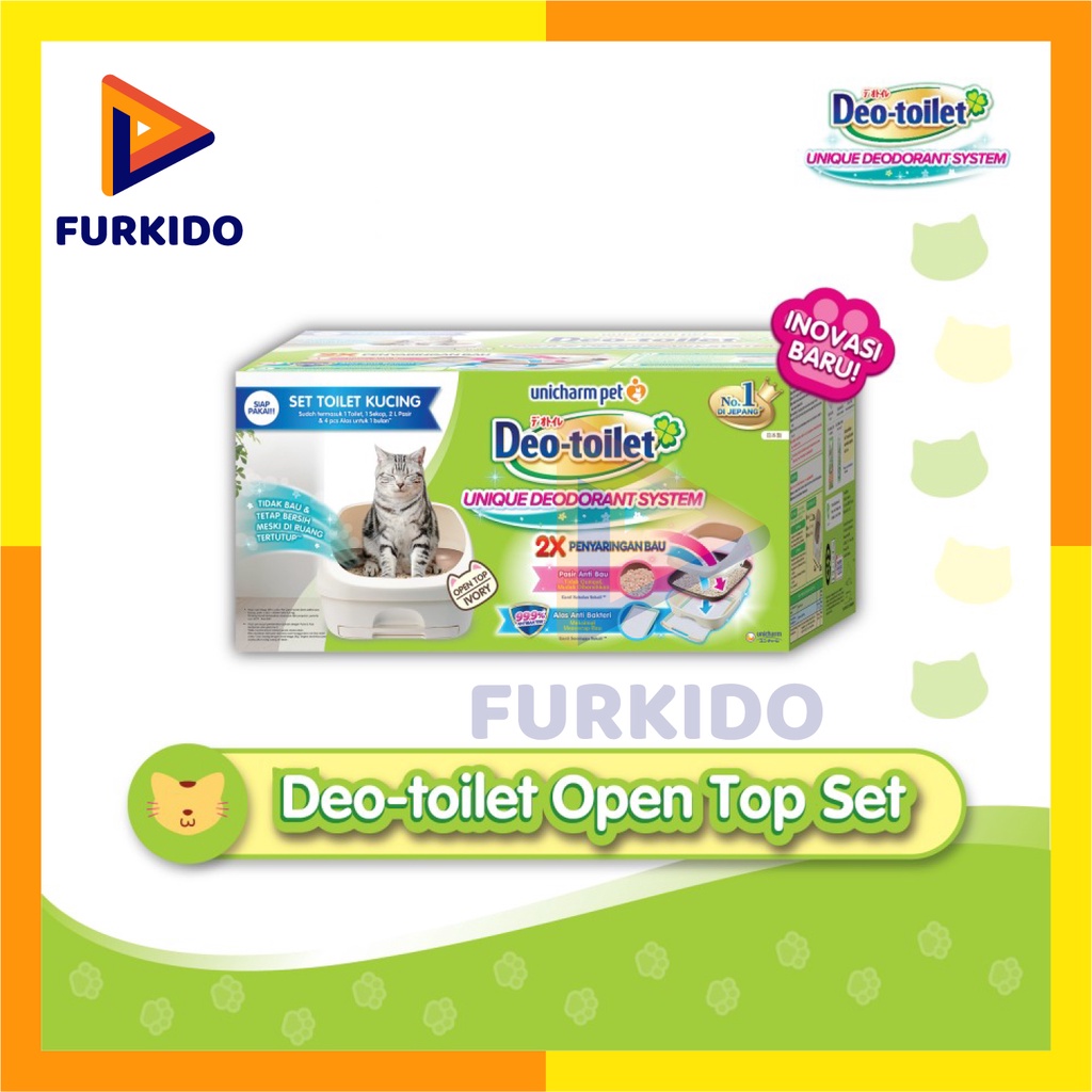 Deo Toilet Kucing Open Top Ivory Set / Tempat Pasir Kucing