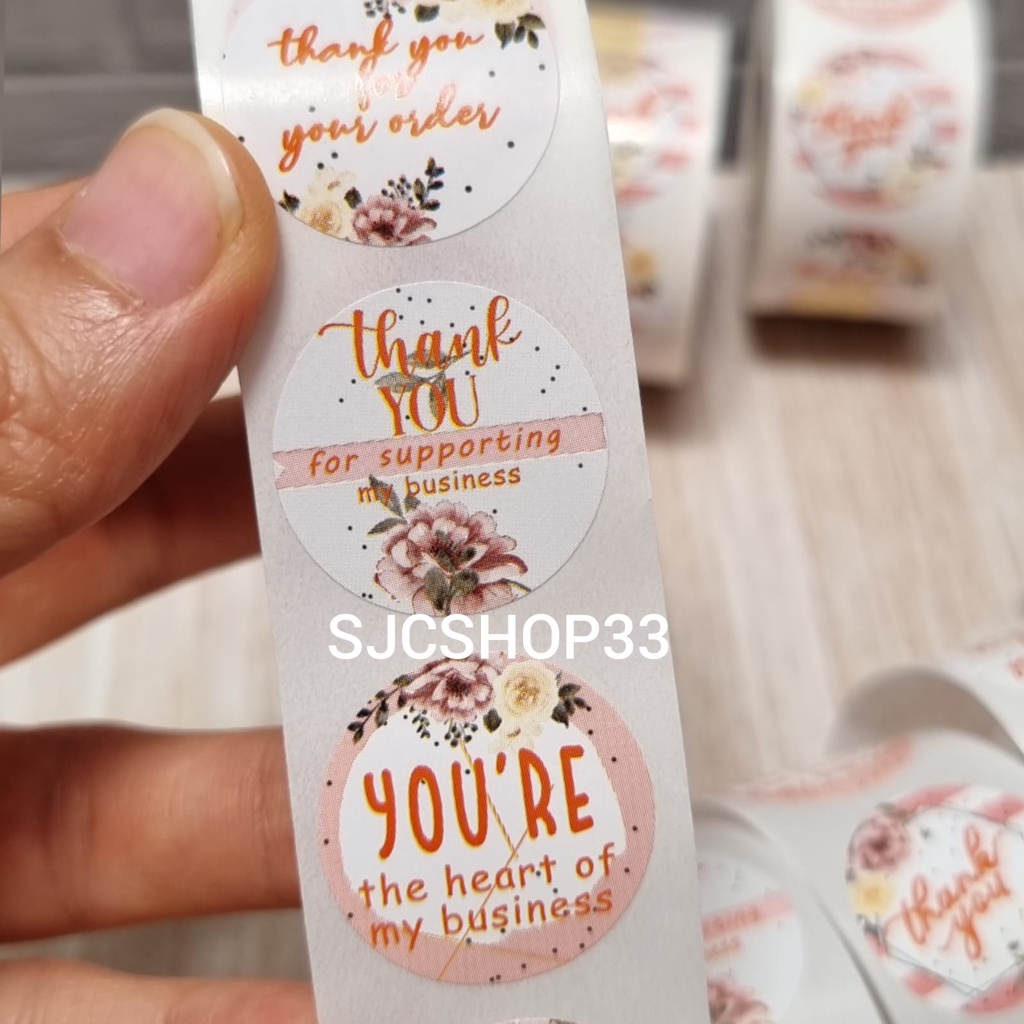 1 roll isi 500 pcs sticker label thank you for order set ukuran 2,5cm