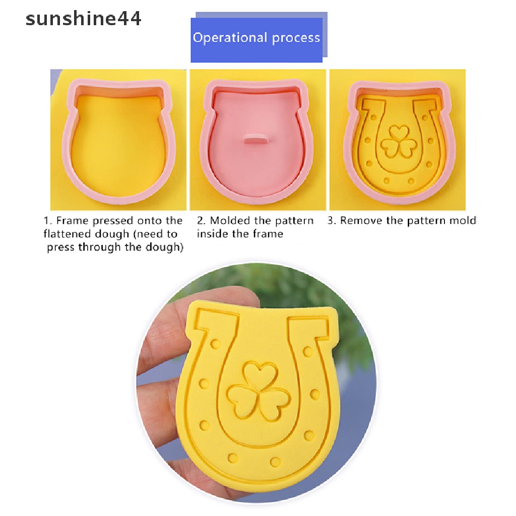 Sunshine 8Pcs/set 3D St. Patrick's Day Cookie Cutters Biscuit Mold Cetakan Kue Kering Stamp Party Decor Baking Tools.