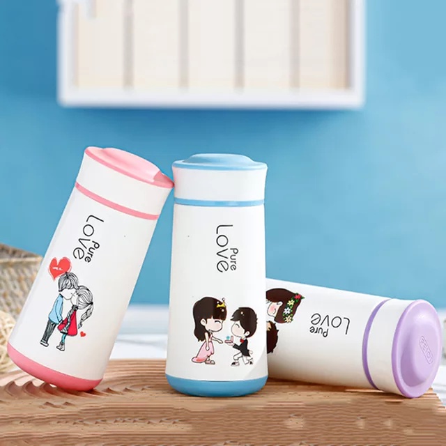 BOTOL MINUM KACA PURE LOVE 350 ML / TUMBLER KACA LOVE / BOTOL LOVE MOTIF LUCU - XZP01