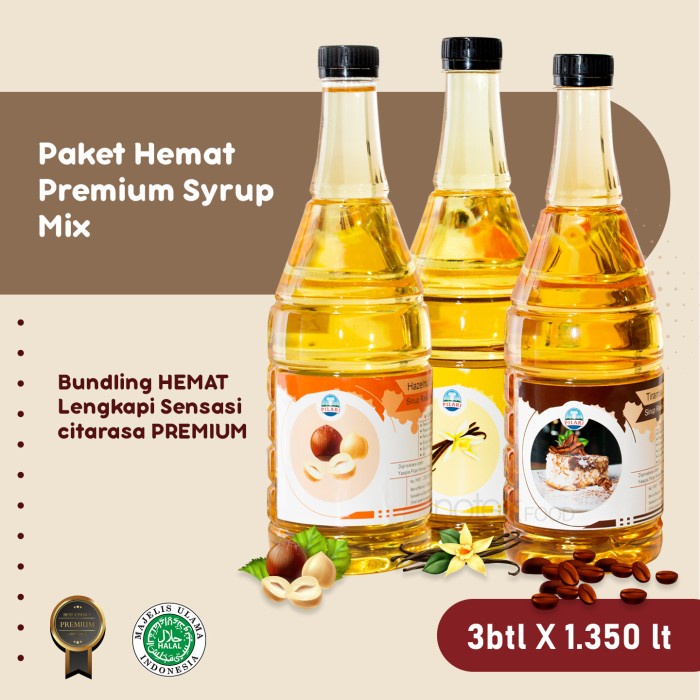 

PREMIUM SYRUP MIX HAZELNUT, COFFEE TIRAMISU, VANILLA