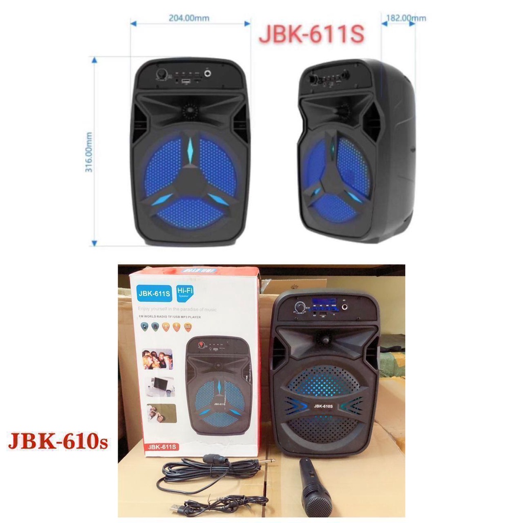 Jual Speaker Bluetooth + mic karaoke JBK610S/JBK611S wireless speaker