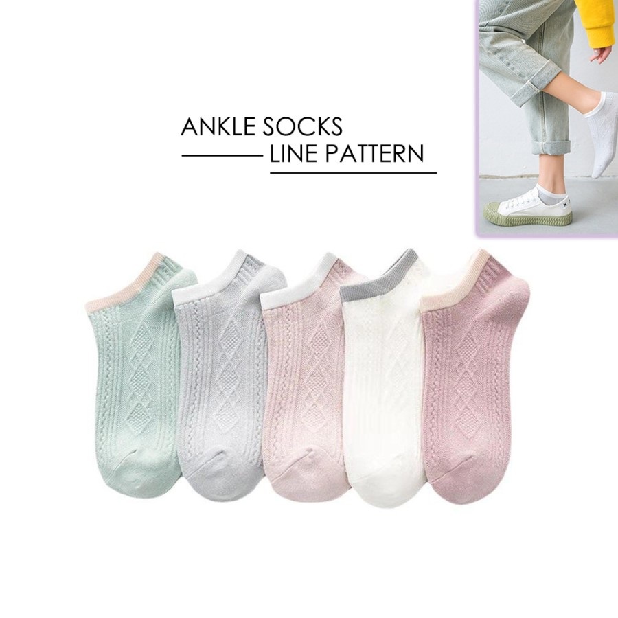Kaos Kaki Pendek Wanita Motif Garis