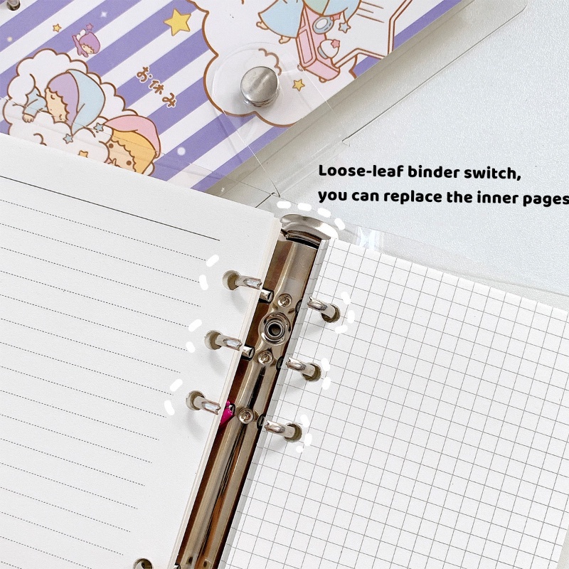 Sanrio Buku Catatan / Diary Loose Leaf 100 Halaman Ukuran A6 Motif Kartun Untuk Sekolah / Kantor