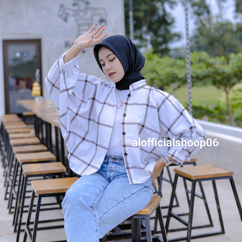 KEMEJA TAMARA BATWING FLANEL OUTER || KEMEJA KOTAK WANITA OVERSIZE || ATASAN WANITA