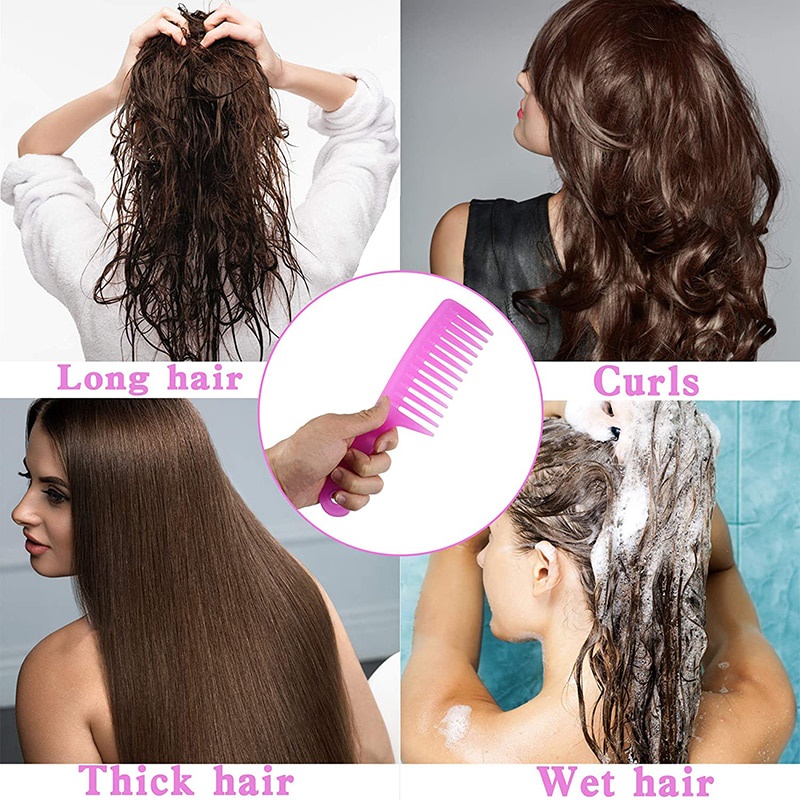 Yamata Sisir Rambut Keriting Pegangan Lubang Gantung / Sisir Gigi Lebar Mengurangi Rambut Kusut Besar Salon Profesional / Sisiir Jumbo