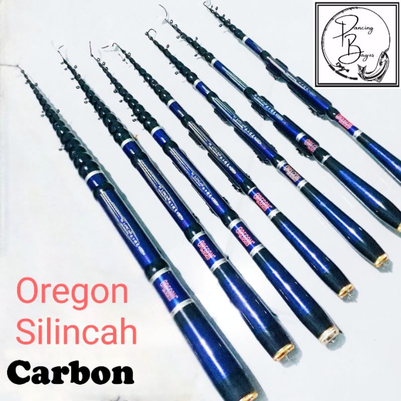 Joran Pancing Tegek Carbon Murah Ruas Pendek Oregon Silincah Carbon 180 210 240 270 300 ORI Set Kolo